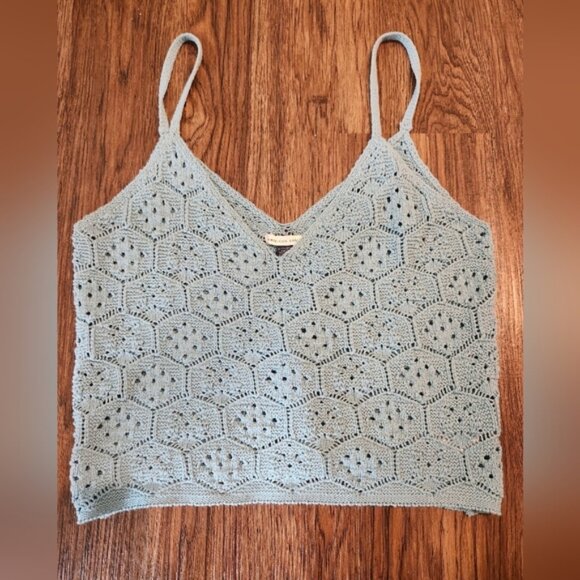 American Eagle Crochet Lace Tank Top - Blue - Picture 1 of 4